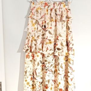 NWT Lost + Wander Boho Floral Ruffle Maxi Slit
